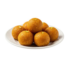plate of laddu isolated on transparent background, PNG, plate of laddu, Indian sweet, mithai PNG, laddoo, ladoo, sweets on plate