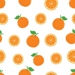 Seamless Hand Drawn Oranges Pattern Design White Background