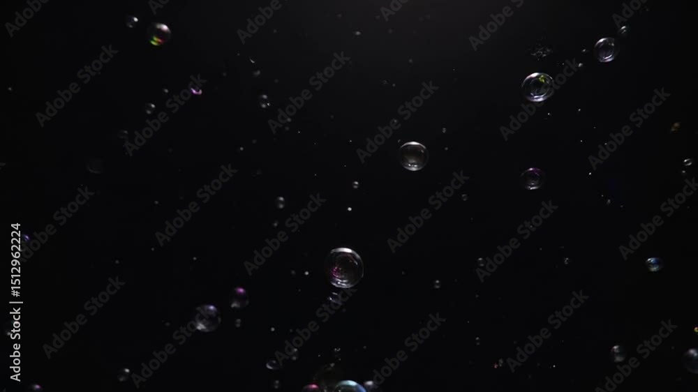 Poster Captivating Underwater Scene of Bubbles Floating in a Dark Abyss with Unique Reflections