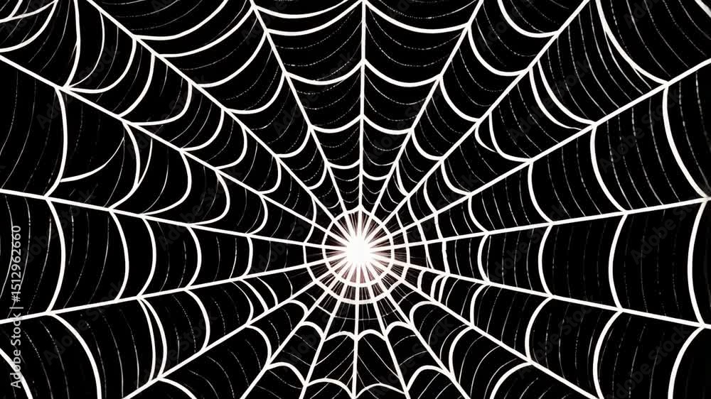 Wall mural white abstract spider web on black background with a radiating perspective and intricate lines, crea
