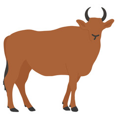 Majestic Eid al-Adha Bovine: Friendly Cartoon Depiction of a Brown Ox with a Calm Expression, Perfect for Festive Eid al-Adha Banners and Cultural Illustrations