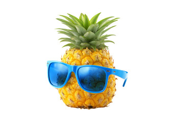 Cool pineapple wearing blue sunglasses summer fruit