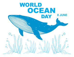 orld Oceans Day 8 june concept Vector illustration