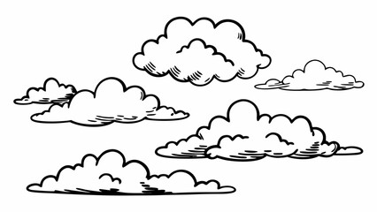 Hand-drawn Clouds Collection of Sketchy Cumulus and Stratus Clouds Illustrations