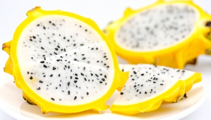 Obraz premium Yellow dragonfruit pitahaya isolated on white background