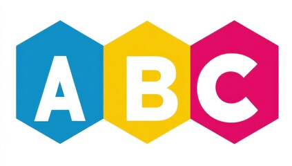 Colorful hexagon letters ABC