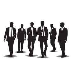 Business people, set of vector silhouettes and silhouettes of men
