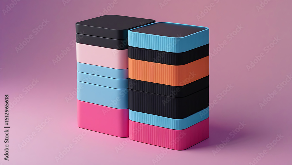 Poster stack of colorful square boxes modern minimalist design