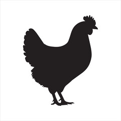 Chicken Silhouette Icon – Farm Bird Animal Vector Illustration