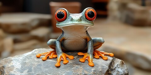 Adorable frog on a rock