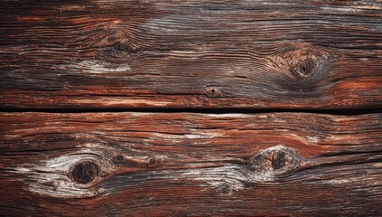 Naklejka premium Weathered wooden planks, rich reddish-brown tones