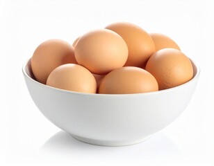 Bowl chicken egg isolated on white background