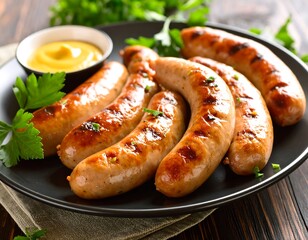 Grilled sausages on a plate