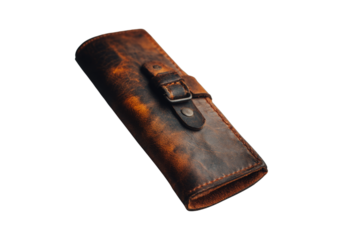 Rustic brown leather pen case handmade vintage style
