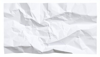 Blank white crumpled and creased paper isolated on transparent white background