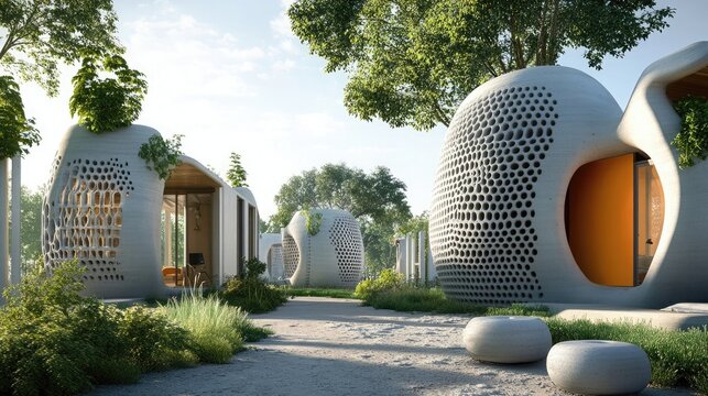 3D-Printed Recycled Plastics for Housing - Using recycled plastics for 3D printing to build eco-friendly and affordable housing solutions.