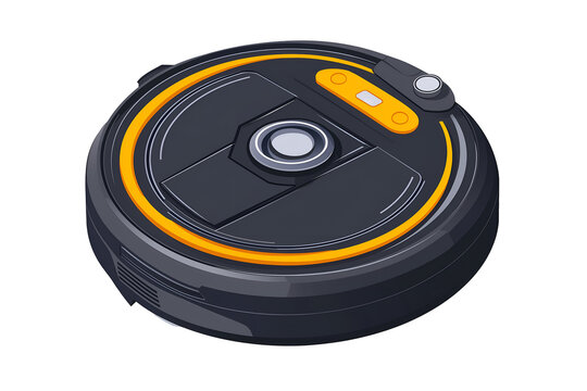 black and yellow robot vacuum cleaner clip art preview