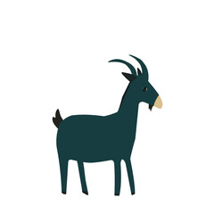 Flat vector illustration of a goat in a minimal and playful style. Ideal for children's books, farm-related projects, animal icons, or educational visuals