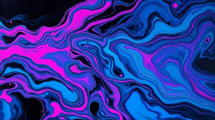 An abstract background with swirling, liquid-like patterns in shades of vibrant blue, pink, and black