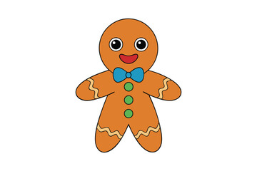 Gingerbread Man Vector Art on White Background
