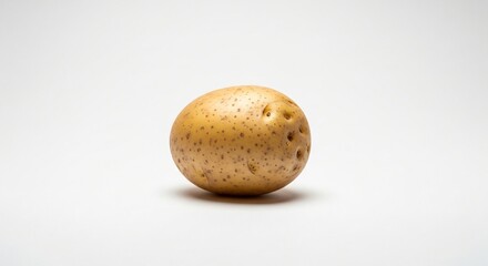 Single Raw Potato on White Background High-Resolution Food Photography