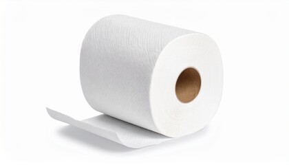 Fototapeta premium Single roll of paper towels isolated on 