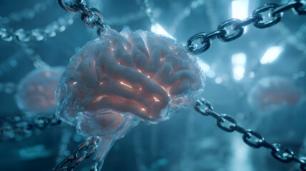 Chained Minds A powerful conceptual depiction of mental limitation, control, and the suppression of thought, exploring psychological barriers and societal constraints.
