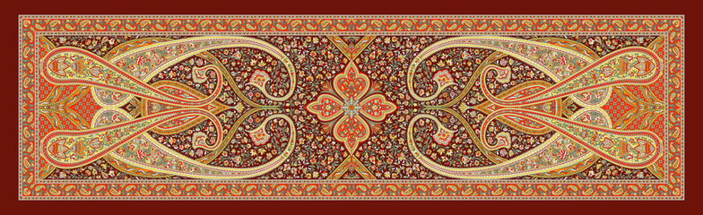 Deep Brown Dupatta Design &ndash; Traditional Textile Art with Ethnic Digital Print Style