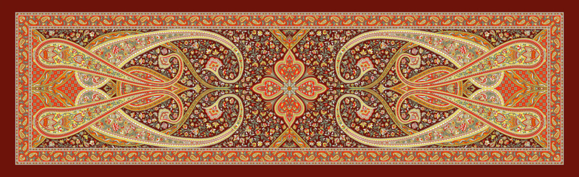 Deep Brown Dupatta Design &ndash; Traditional Textile Art with Ethnic Digital Print Style