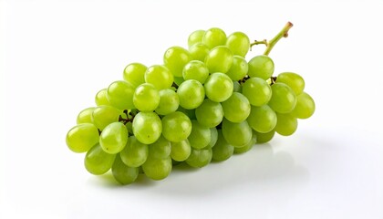 Bunch of green grapes on white background