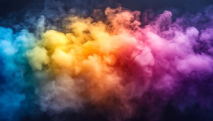 Colorful smoke clouds against dark background