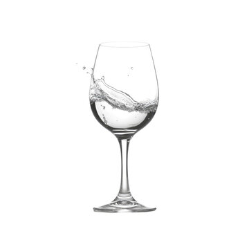 Water Splashing into a Wine Glass, Refreshing Hydration