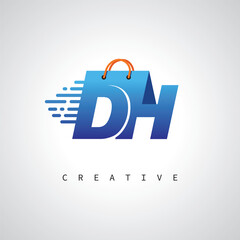 DH Monogram Shopping Logo – Creative Vector Design for E-commerce & Retail Branding