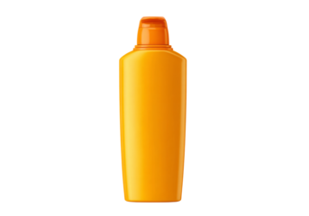 Amber plastic bottle with orange cap suncare product mockup