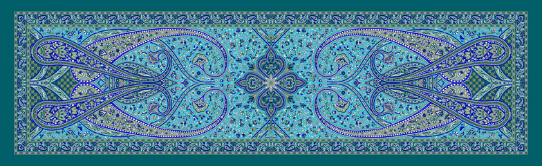 Elegant Kalamkari Inspired Digital Shawl Print &ndash; Vibrant Indian Textile Art