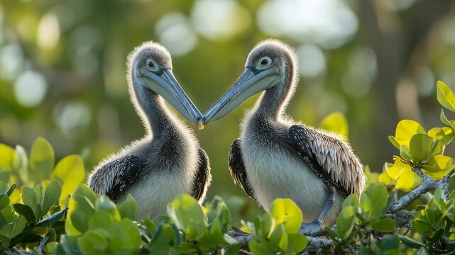 Juvenile Brown Pelicans: A Study in Avian Curiosity and Natural Harmony