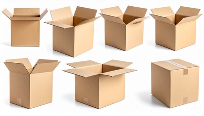 Cardboard boxes isolated white background