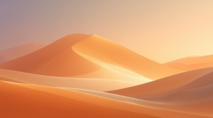 Soft, sunlit dunes in a desert landscape, rendered in warm oranges and subtle gradients, evoking a serene and peaceful atmosphere