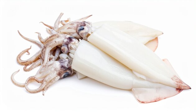 Fresh squid isolated on white background 