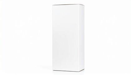 Blank white tall cardboard box isolated on white background
