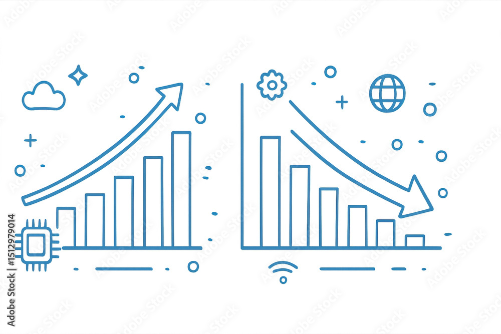 Aufkleber futuristic tech design with graphs and digital elements for growth