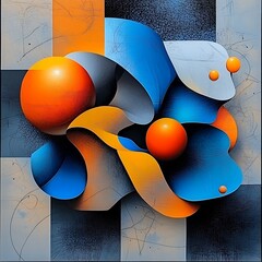 Abstract 3D shapes in vibrant colors