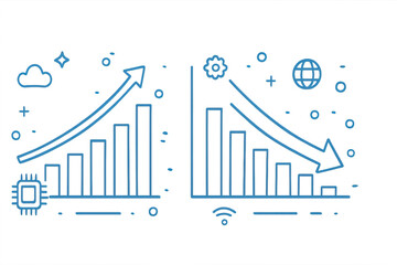 Futuristic Tech Design with Graphs and Digital Elements for Growth