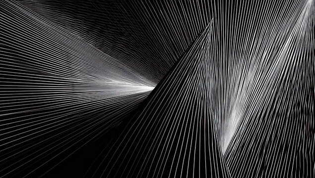 Abstract black and white lines converging