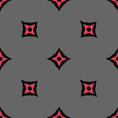 abstract seamless pattern, black and pink elements on gray background