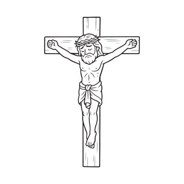 jesus christ crucified on wooden cross clip art preview