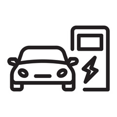 Electric car with charging station, representing EV infrastructure.
