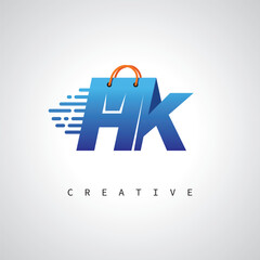 HK Monogram Shopping Logo – Creative Vector Design for E-commerce & Retail Branding