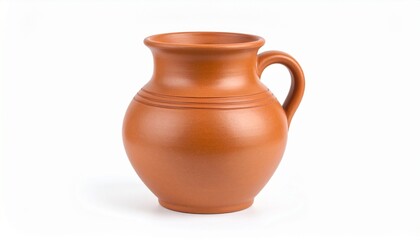 Clay brown jug isolated on white background