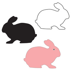Rabbit silhouette, Rabbit vector, Rabbit illustration, silhouette, set icon, silhouette, Rabbit icon